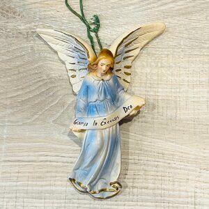Vintage Nativity Angel Blue Gold "Gloria In Excelsis Deo"